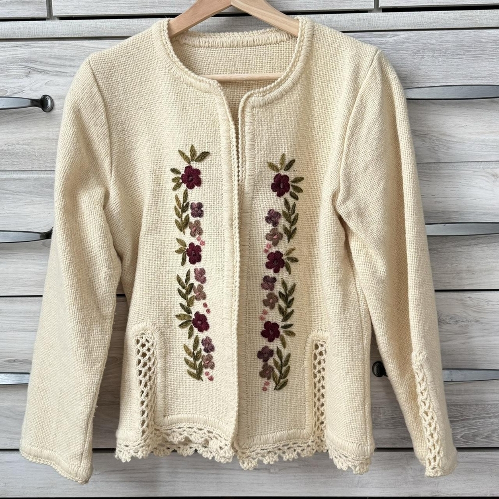Embroidered Cream Sweater
